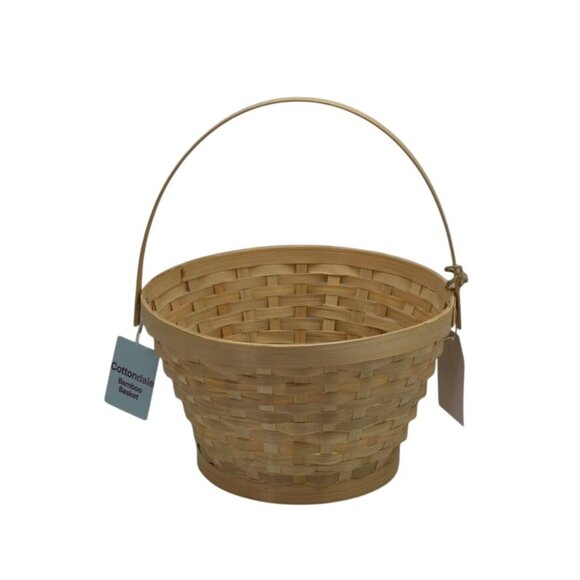 Natural Bamboo Woven Basket With Handle - Picture 3 of 6